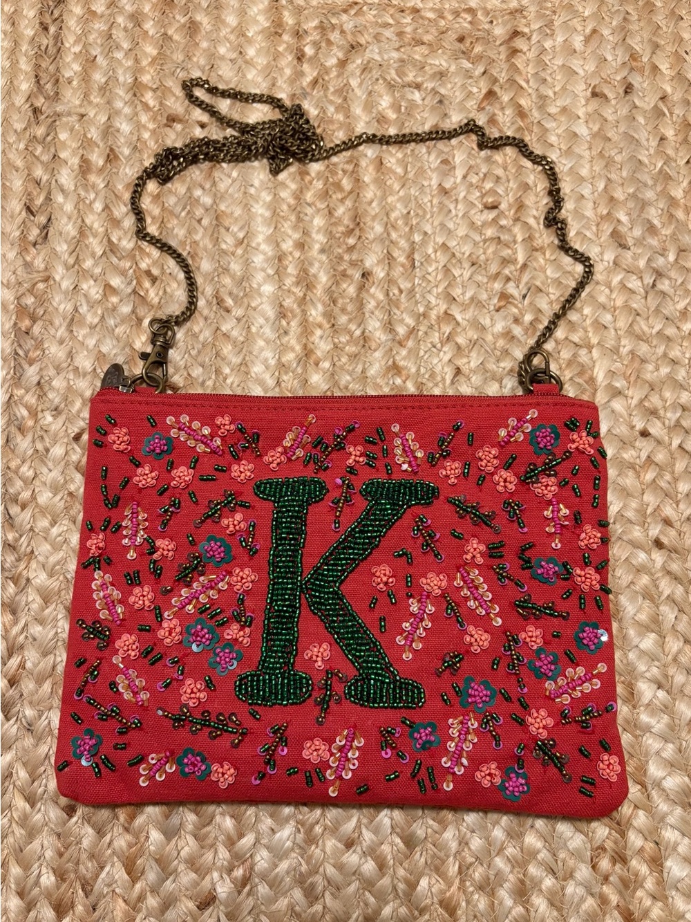 Beaded Crossbody Bag with ‘K’
